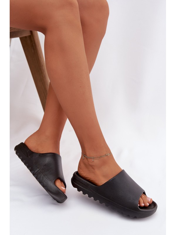 Women's Platform Slides Black Olyria