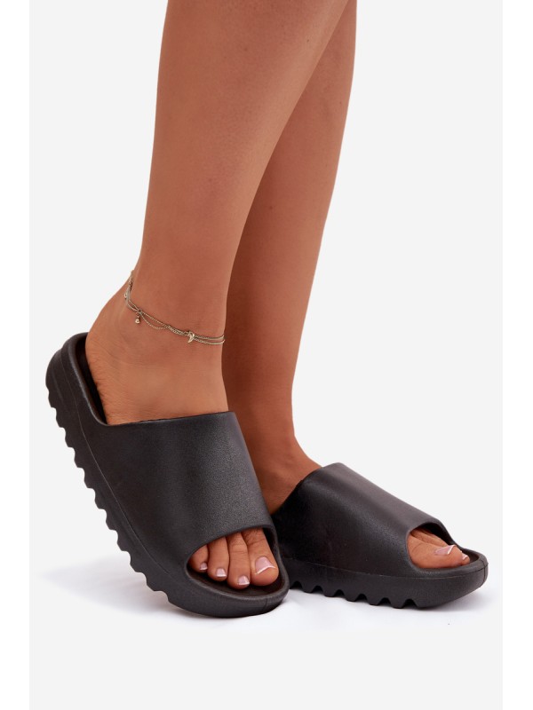 Women's Platform Slides Black Olyria