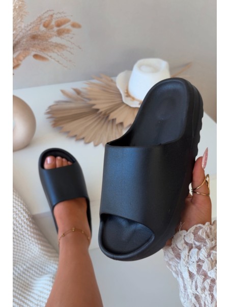 Women's Platform Slides Black Olyria