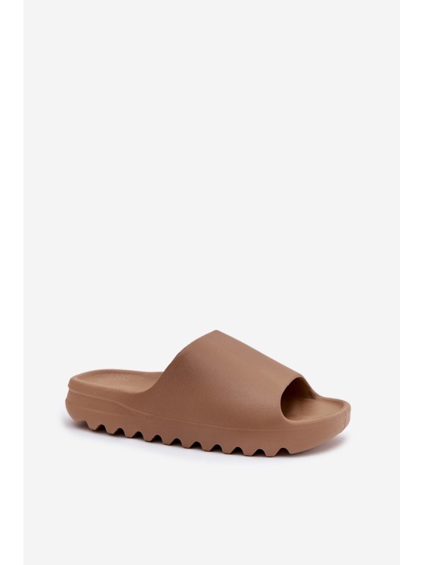 Women's slippers on platform brown Olyria