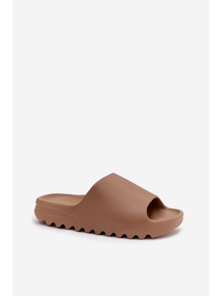 Women's slippers on platform brown Olyria