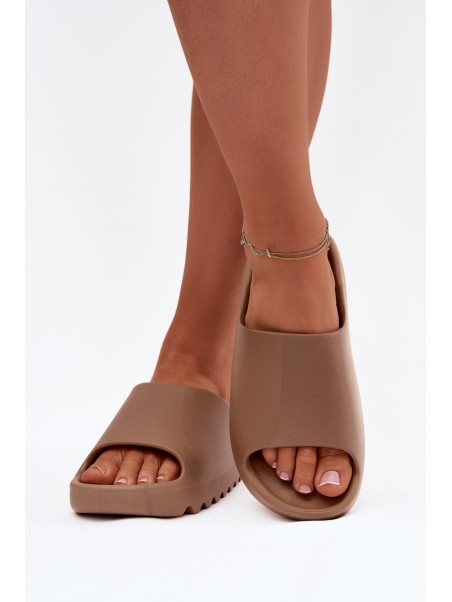 Women's slippers on platform brown Olyria