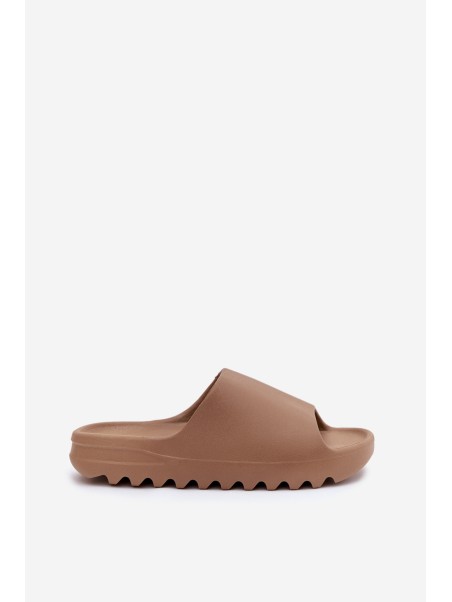 Women's slippers on platform brown Olyria