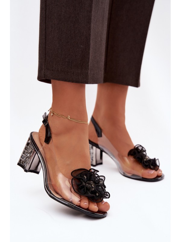 High heel sandals with decoration D&A MR52-238 Black