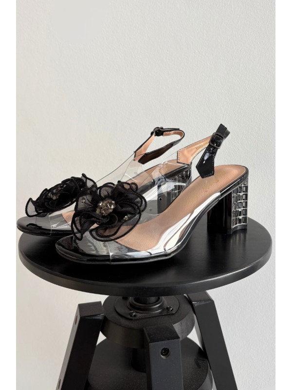 High heel sandals with decoration D&A MR52-238 Black