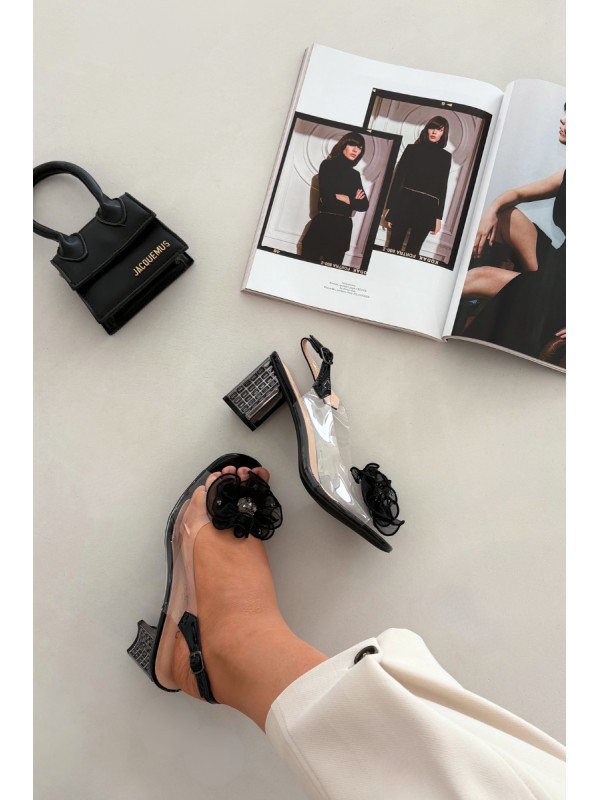 High heel sandals with decoration D&A MR52-238 Black