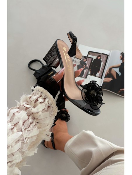 High heel sandals with decoration D&A MR52-238 Black
