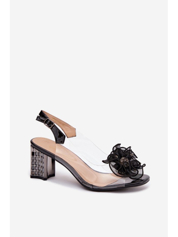 High heel sandals with decoration D&A MR52-238 Black