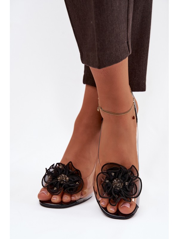 High heel sandals with decoration D&A MR52-238 Black