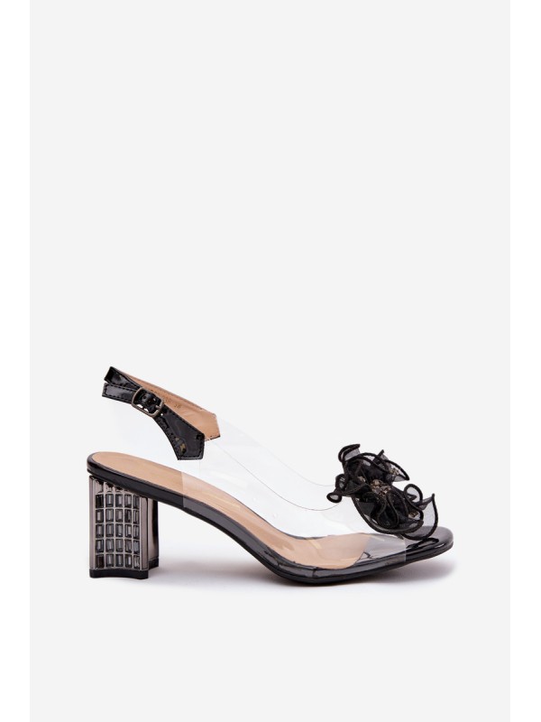 High heel sandals with decoration D&A MR52-238 Black