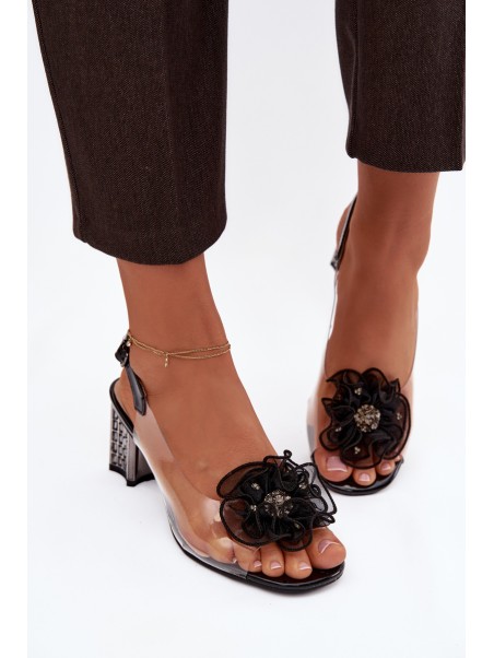 High heel sandals with decoration D&A MR52-238 Black