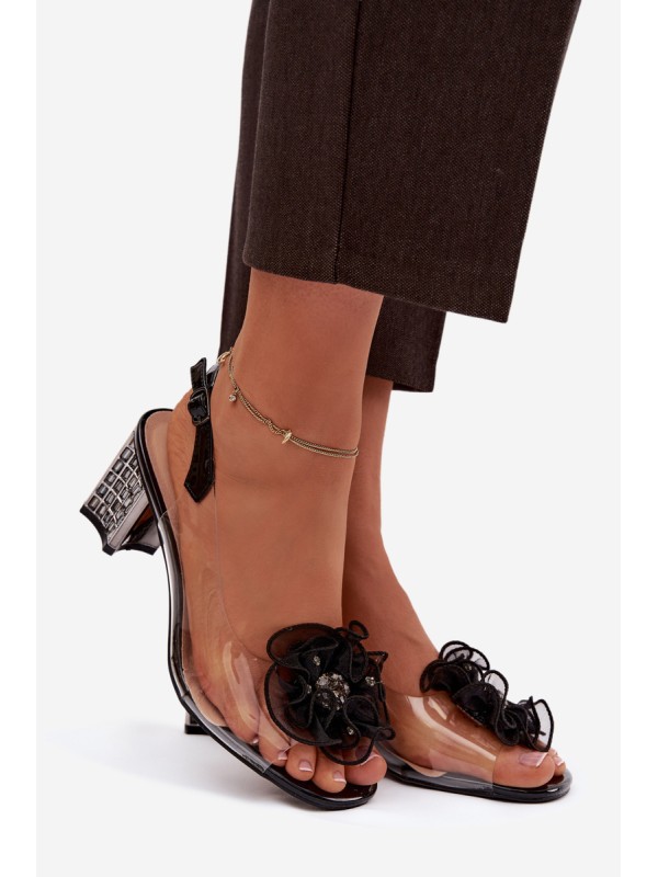 High heel sandals with decoration D&A MR52-238 Black