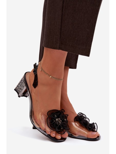 High heel sandals with decoration D&A MR52-238 Black