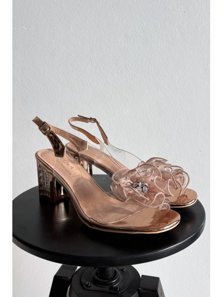 Heeled Sandals with Decoration D&A MR52-238 Pink Gold
