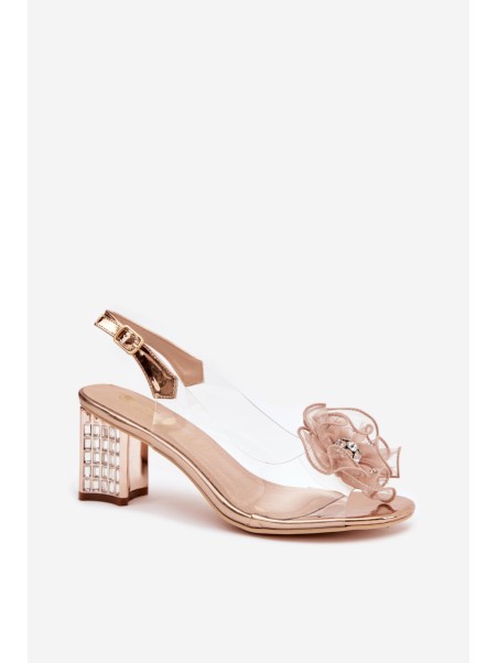 Heeled Sandals with Decoration D&A MR52-238 Pink Gold