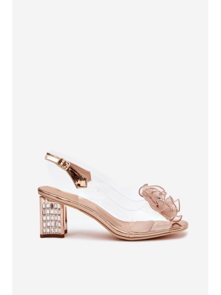 Heeled Sandals with Decoration D&A MR52-238 Pink Gold