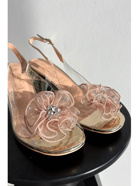 Block heel sandals with embellishment D&A MR52-238 Gold