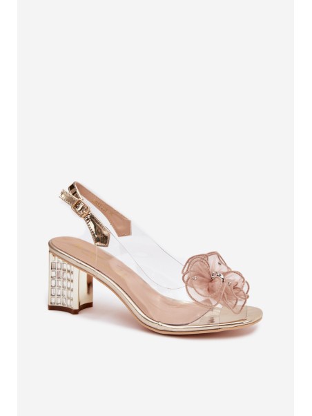 Block heel sandals with embellishment D&A MR52-238 Gold