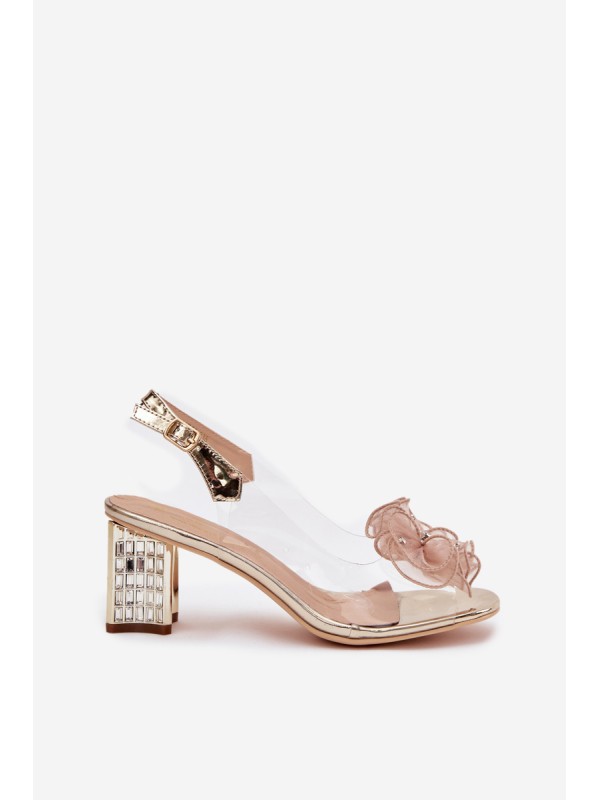 Block heel sandals with embellishment D&A MR52-238 Gold