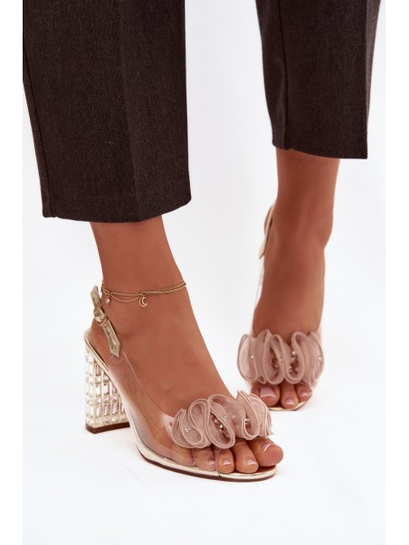 Heeled Sandals with Crystals D&A MR52-237 Gold