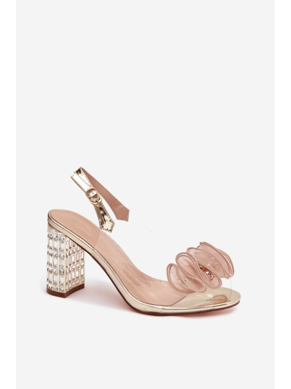 Heeled Sandals with Crystals D&A MR52-237 Gold