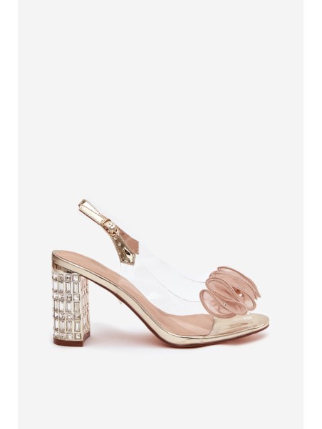 Heeled Sandals with Crystals D&A MR52-237 Gold