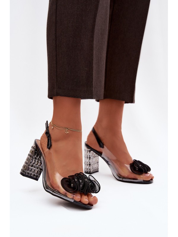 Heeled Sandals With Crystals D&A MR52-237 Black