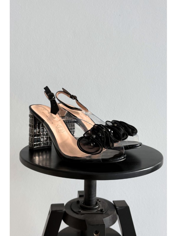 Heeled Sandals With Crystals D&A MR52-237 Black 2