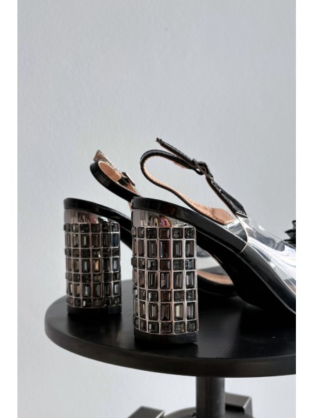 Heeled Sandals With Crystals D&A MR52-237 Black