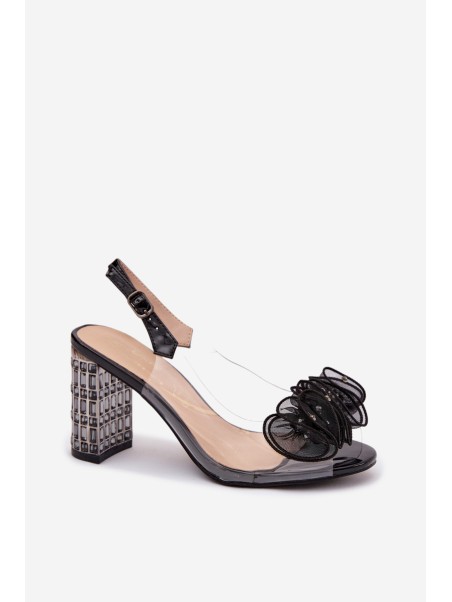 Heeled Sandals With Crystals D&A MR52-237 Black