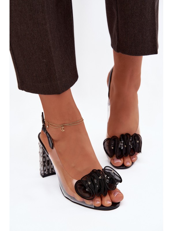 Heeled Sandals With Crystals D&A MR52-237 Black