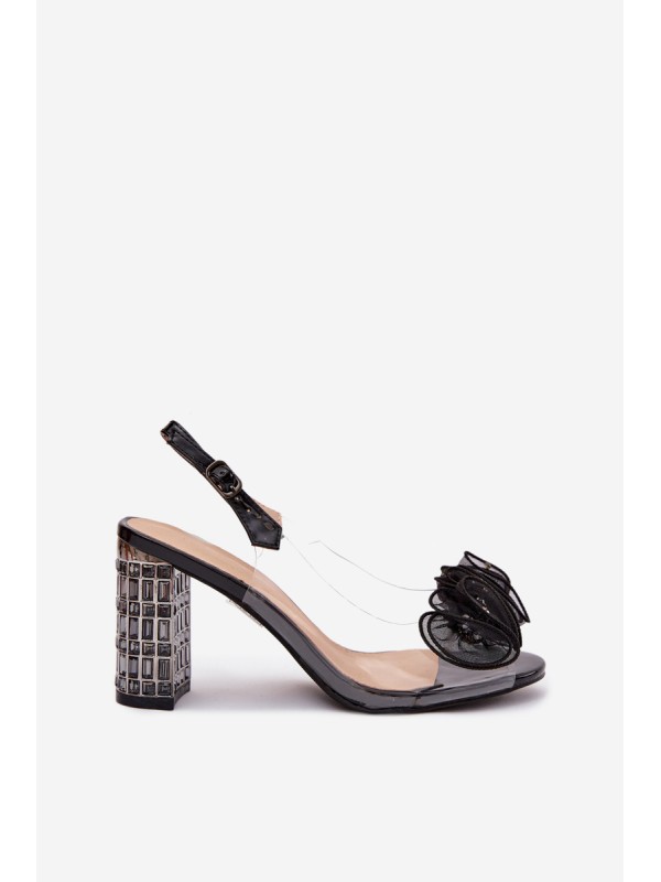 Heeled Sandals With Crystals D&A MR52-237 Black