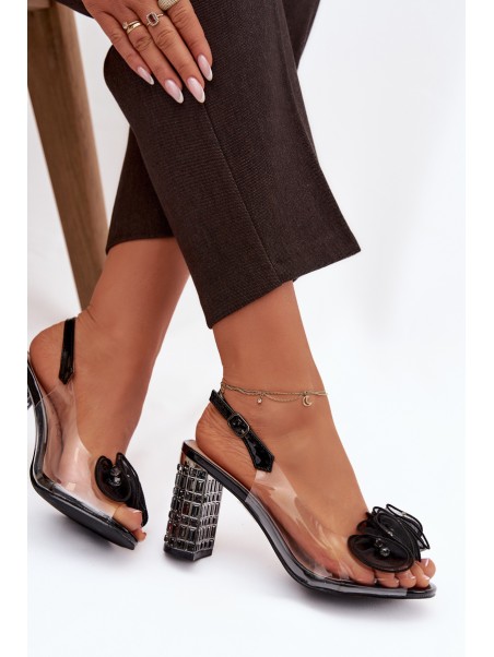 Heeled Sandals With Crystals D&A MR52-237 Black