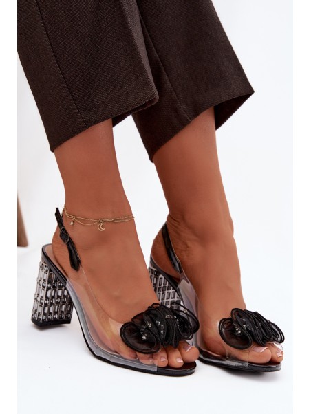 Heeled Sandals With Crystals D&A MR52-237 Black