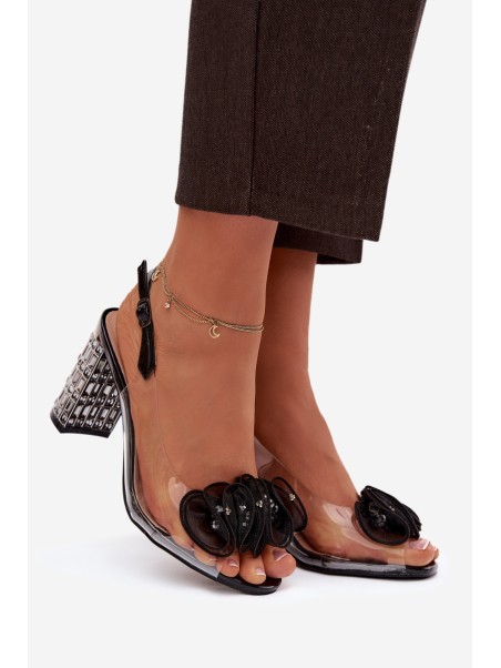 Heeled Sandals With Crystals D&A MR52-237 Black