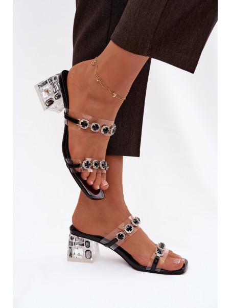 Women's Slippers with Crystals D&A MR1037-02 Black