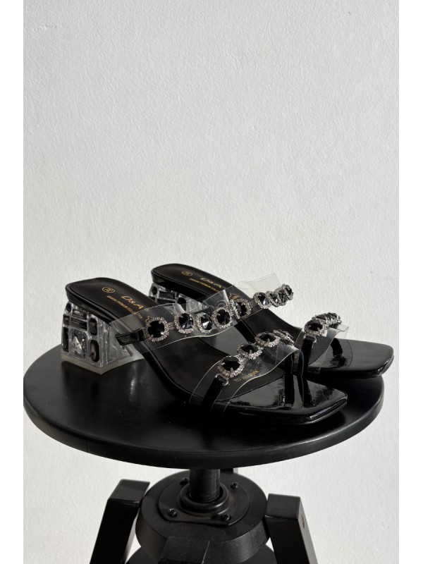 Women's Slippers with Crystals D&A MR1037-02 Black