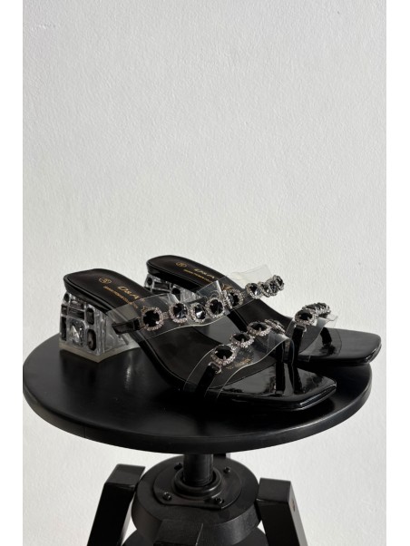 Women's Slippers with Crystals D&A MR1037-02 Black