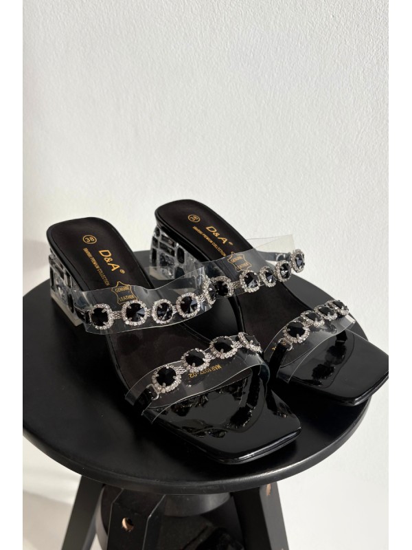 Women's Slippers with Crystals D&A MR1037-02 Black
