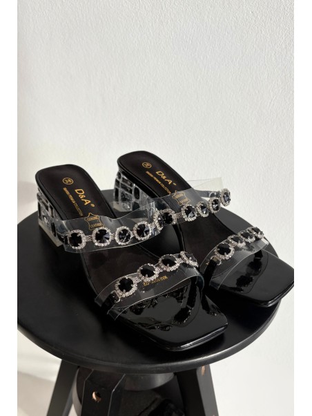 Women's Slippers with Crystals D&A MR1037-02 Black