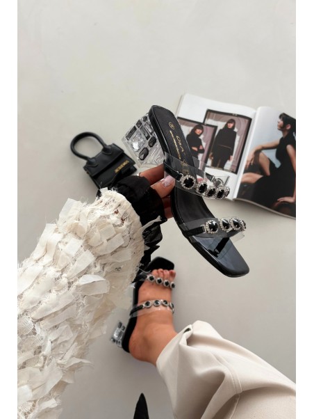 Women's Slippers with Crystals D&A MR1037-02 Black