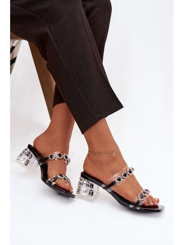 Women's Slippers with Crystals D&A MR1037-02 Black