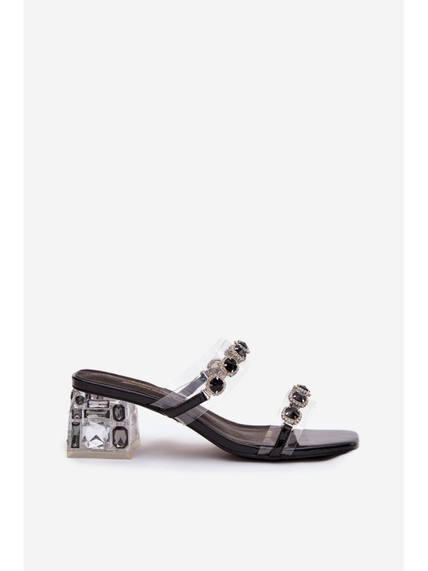 Women's Slippers with Crystals D&A MR1037-02 Black