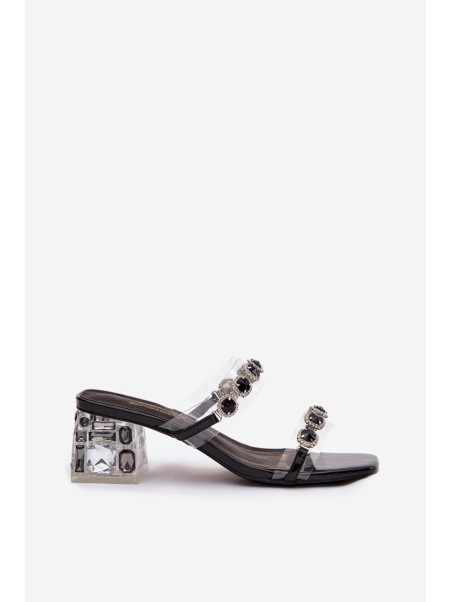 Women's Slippers with Crystals D&A MR1037-02 Black