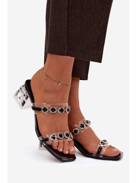 Women's Slippers with Crystals D&A MR1037-02 Black