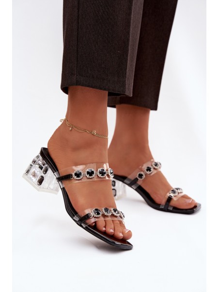 Women's Slippers with Crystals D&A MR1037-02 Black