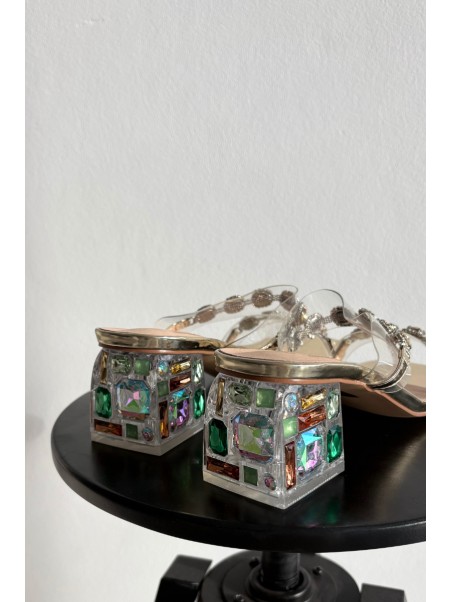 Women's slippers with crystals D&A MR1037-02 Gold