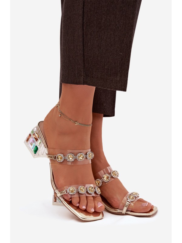 Women's slippers with crystals D&A MR1037-02 Gold