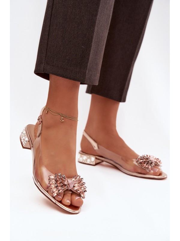 Transparent sandals with bow D&A MR52-231 Rose Gold