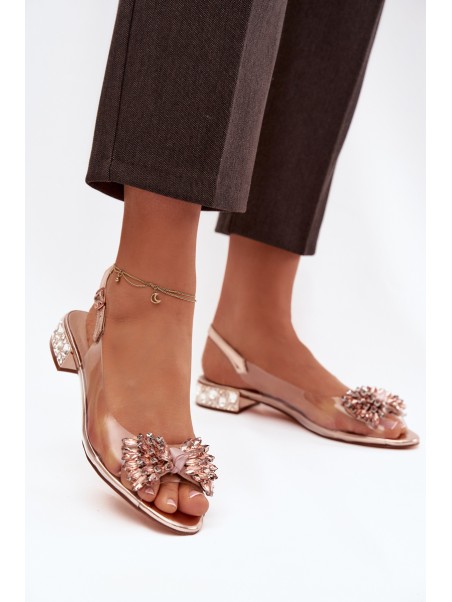 Transparent sandals with bow D&A MR52-231 Rose Gold